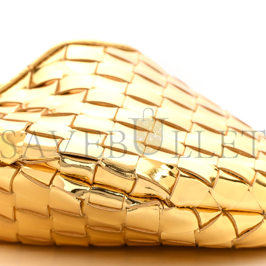 bo*te*ga Ve*ne*ta mirror laminated nappa intrecciato mini sardine bag gold (20*14*3cm)